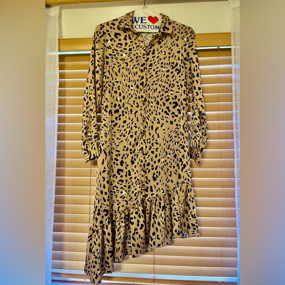 Never Fully Dressed Tan and Black Animal Print Dress